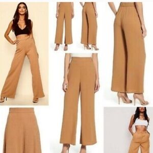 Leith High Waisted Wide Leg Elastic Waist Side Zipper Pants Size XS Tan